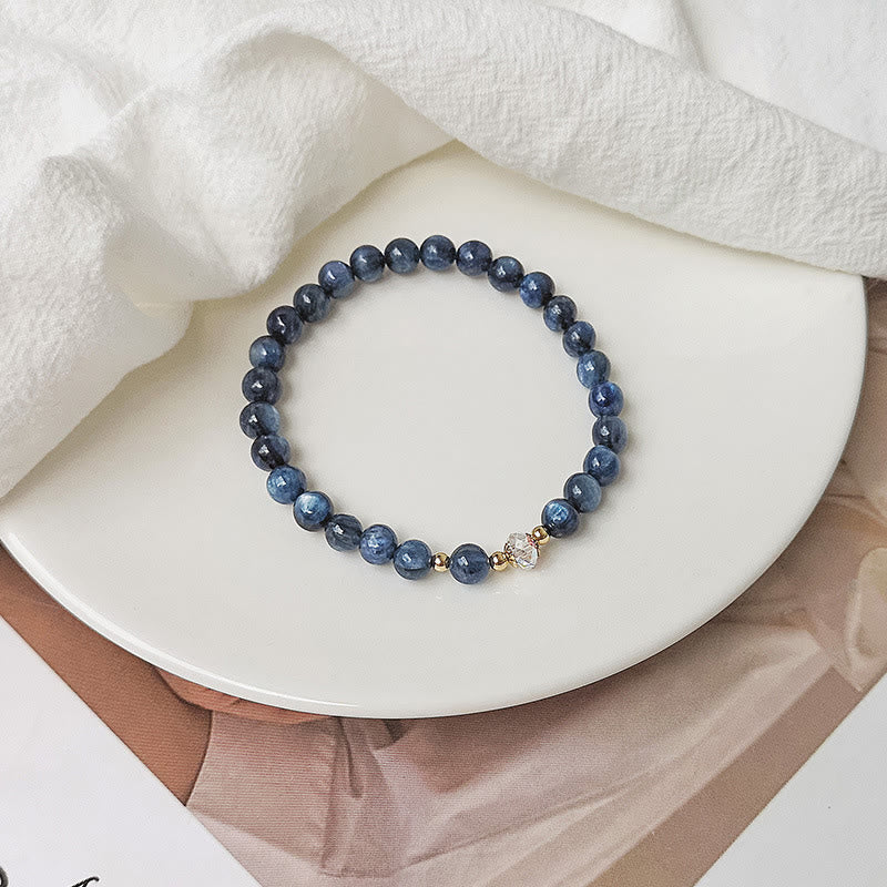 Bracelet de guérison en aigue-marine plaqué or 14 carats pour la sérénité