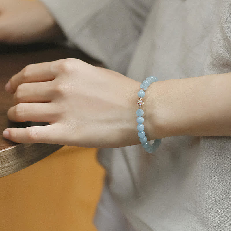 Bracelet de guérison en aigue-marine plaqué or 14 carats pour la sérénité
