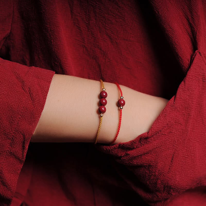 Bracelet tressé en fil de cinabre plaqué or 14 carats