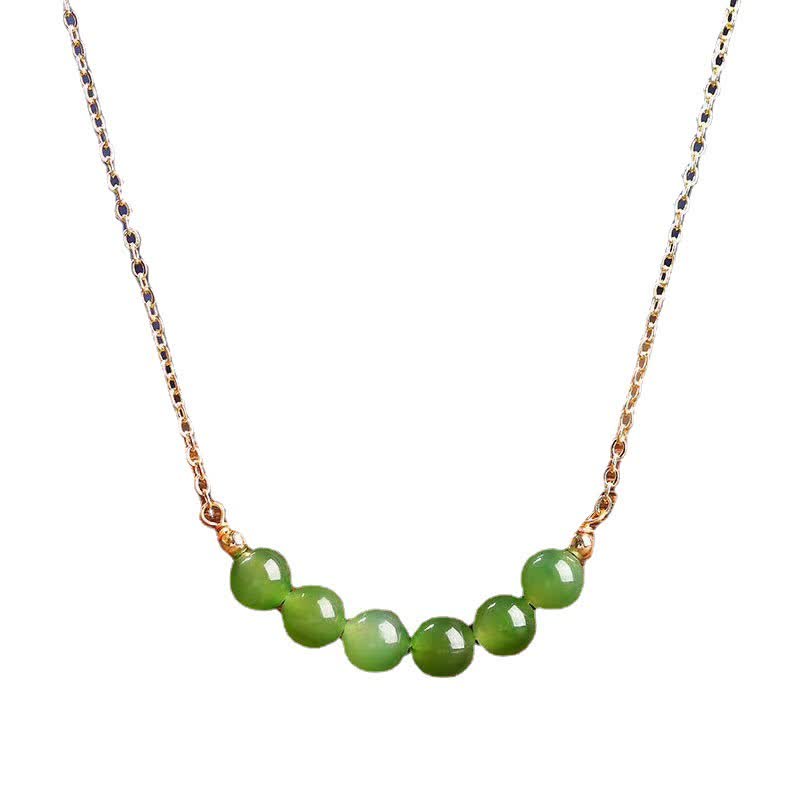 Collier pendentif porte-bonheur en jade cyan Hetian plaqué or 14 carats