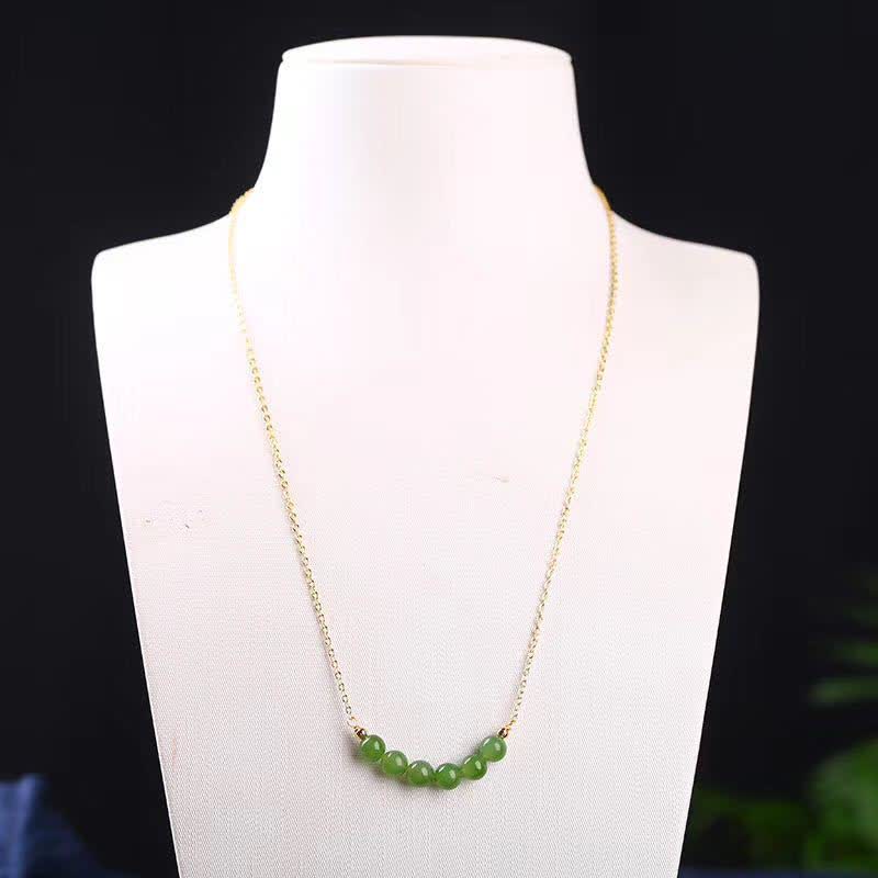 Collier pendentif porte-bonheur en jade cyan Hetian plaqué or 14 carats