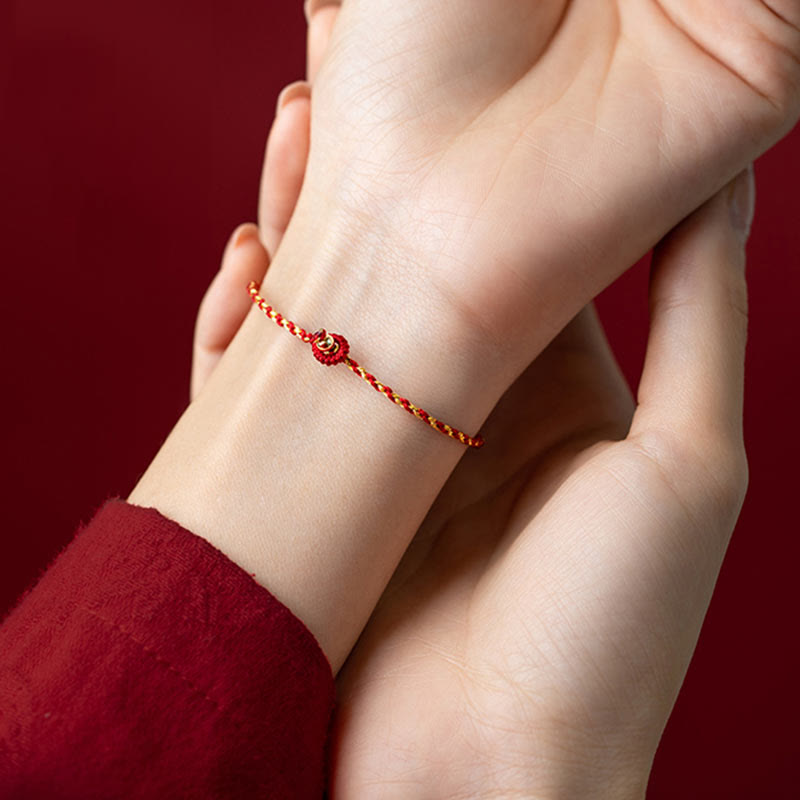 Bracelet King Kong Knot Rope plaqué or 14 carats pour la chance spirituelle