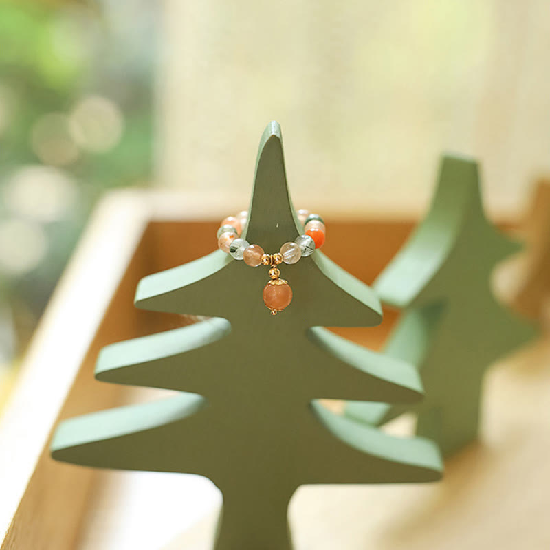 Bague Fu Lu Shou en pierre de lune pêche plaquée or 14 carats pour le bonheur