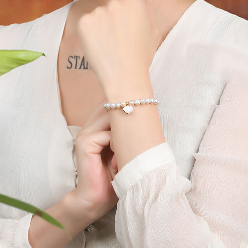 Bracelet de perles plaqué or 14 carats | Sagesse et optimisme