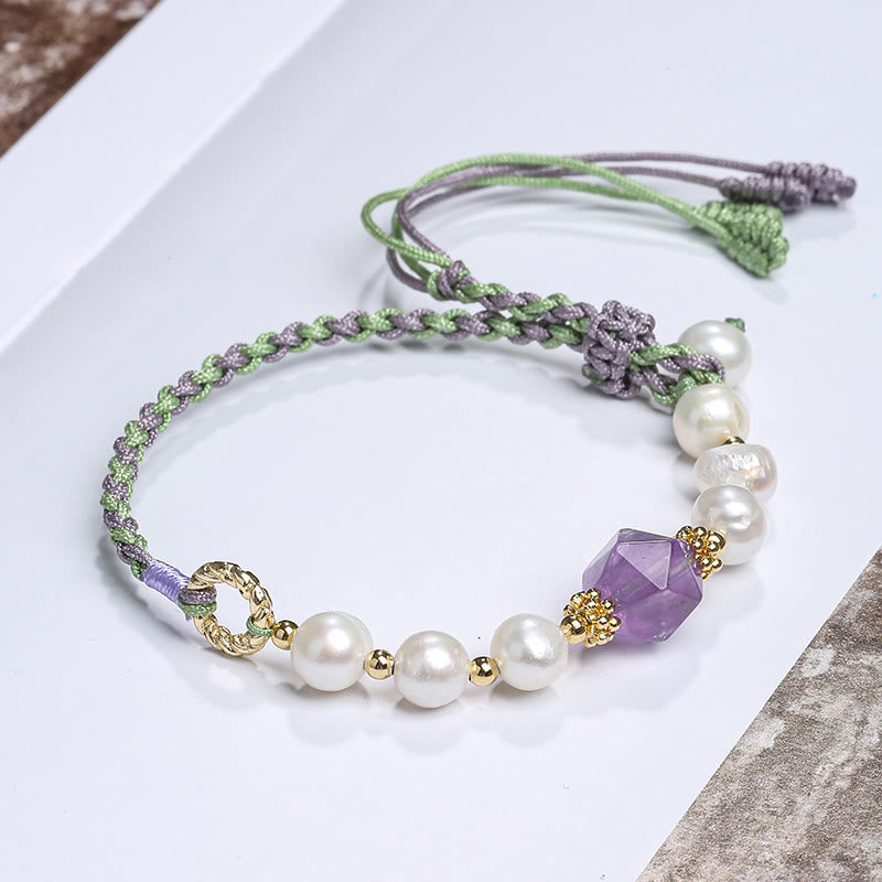 Bracelet de perles plaqué or 14 carats | Sagesse et optimisme