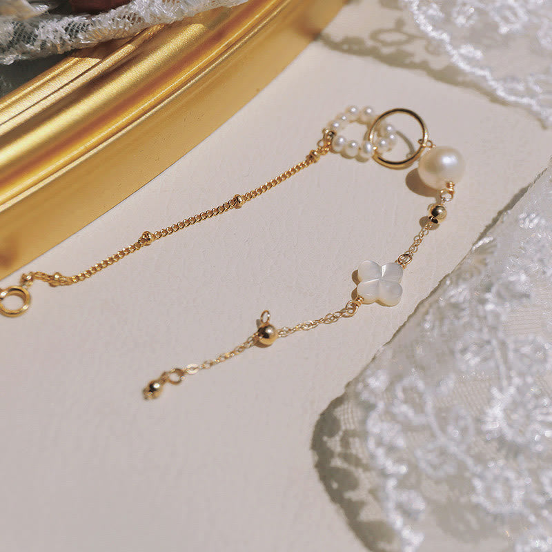 Bracelet double boucle Peace en perles plaqué or 14 carats
