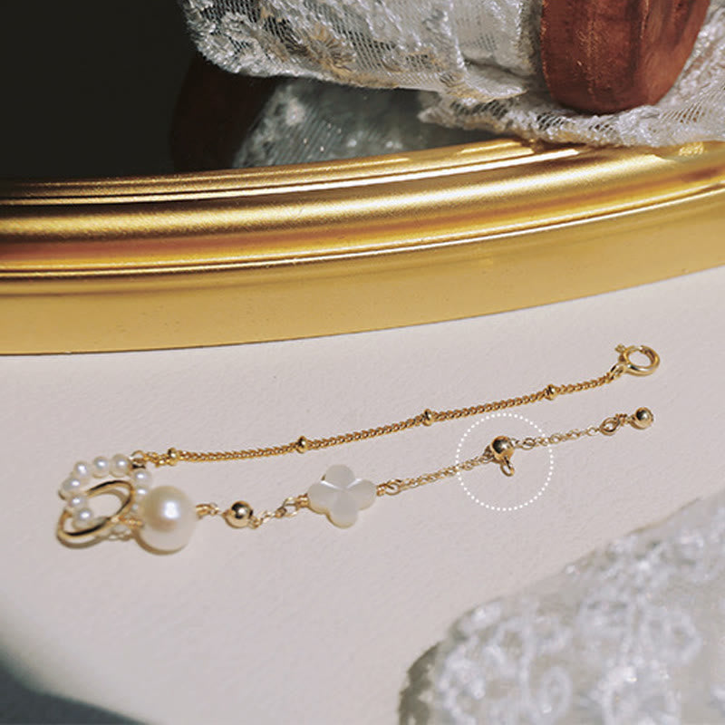 Bracelet double boucle Peace en perles plaqué or 14 carats