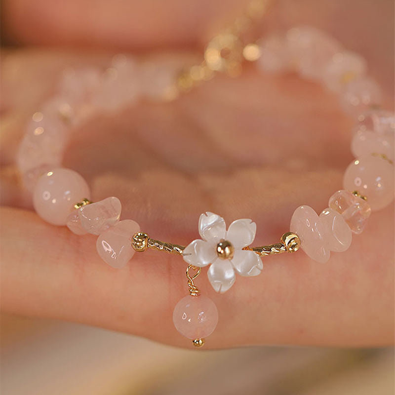 Bracelet Love en cristal rose plaqué or 14 carats, 8 mm