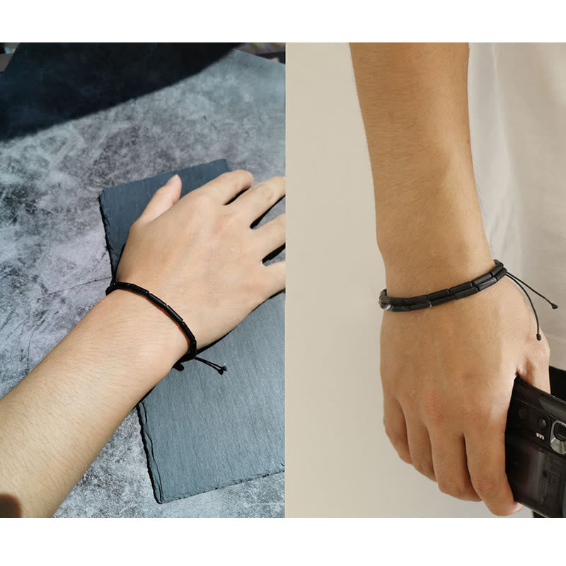 Bracelet en perles d'onyx noir de 14 mm pour le soutien et la protection
