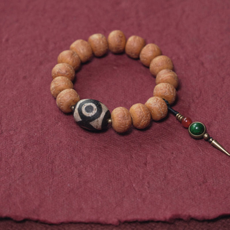 Bracelet Mala en perles Bodhi Seed Dzi de 14 mm pour la paix