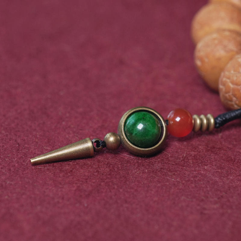 Bracelet Mala en perles Bodhi Seed Dzi de 14 mm pour la paix