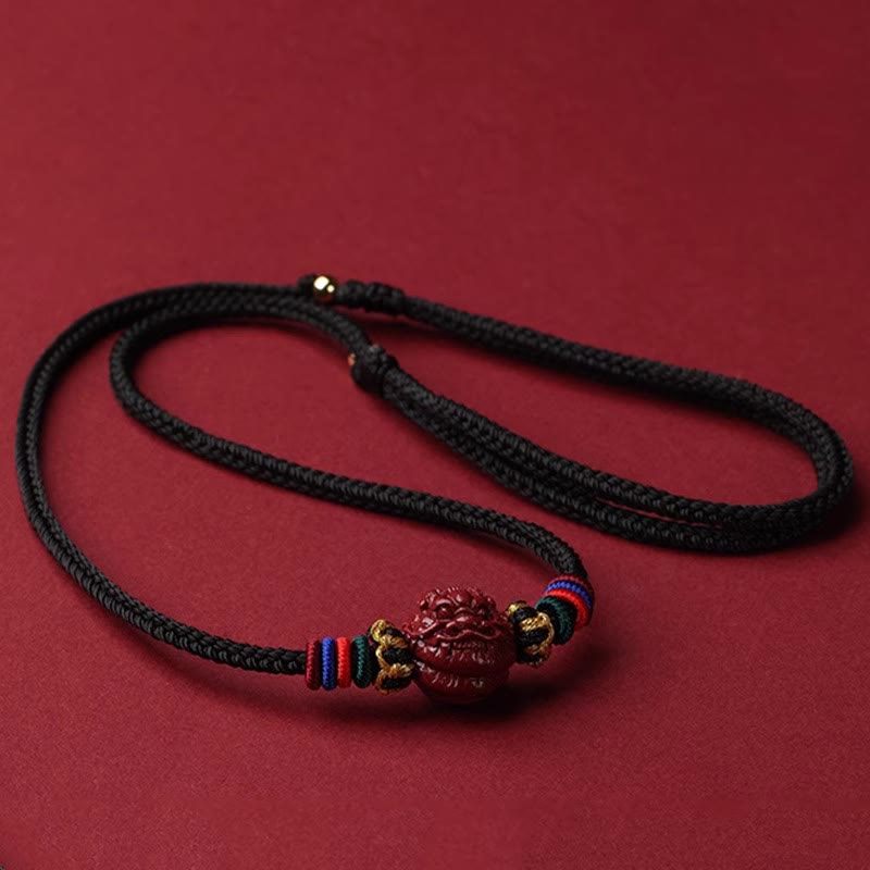 Collier pendentif bénédiction du zodiaque chinois en cinabre de 14 mm