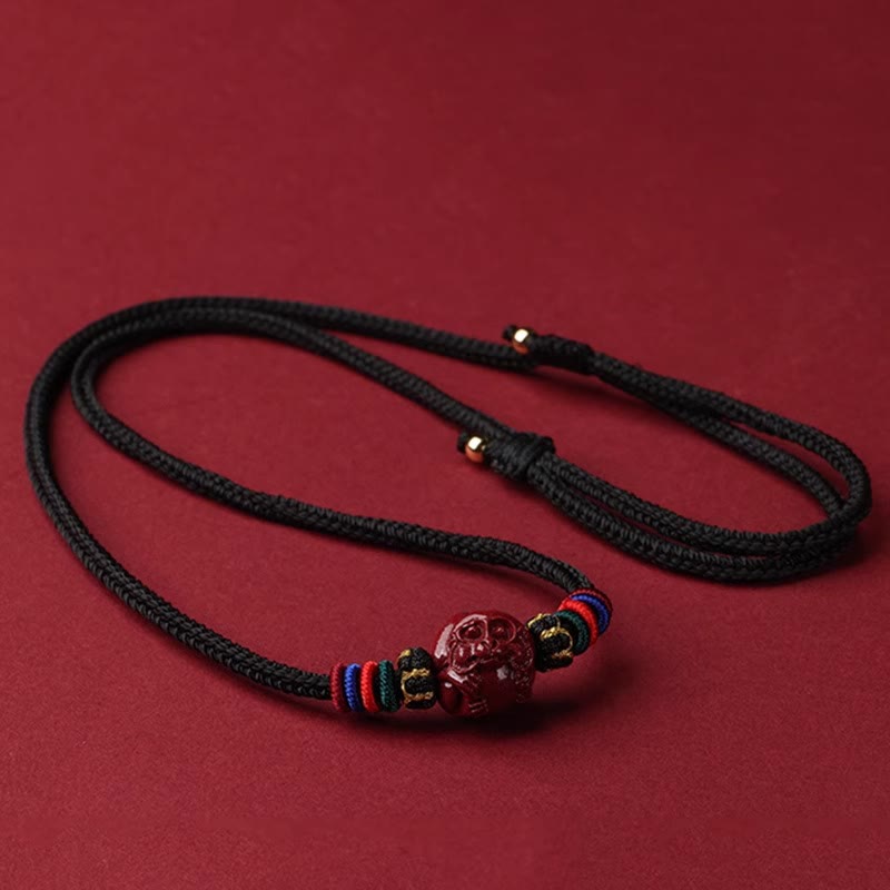 Collier pendentif bénédiction du zodiaque chinois en cinabre de 14 mm