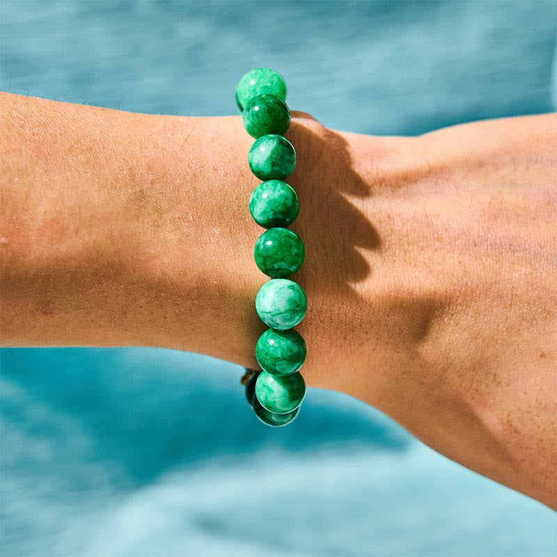 Bracelet de protection PiXiu en jade cyan de 14 mm pour la richesse