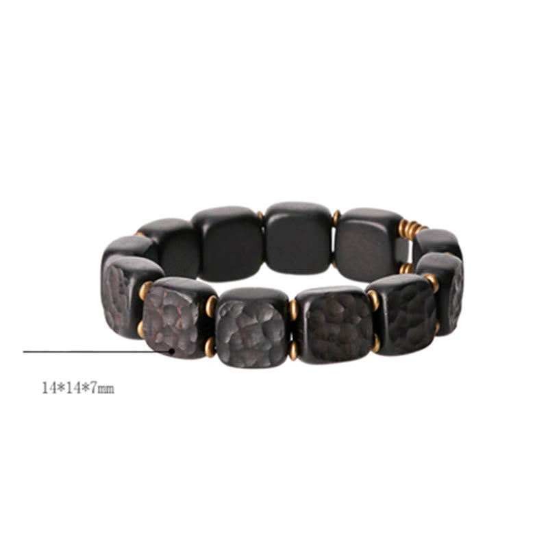 Bracelet spirituel en bois d'ébène et cuivre de 14 mm, équilibre et paix