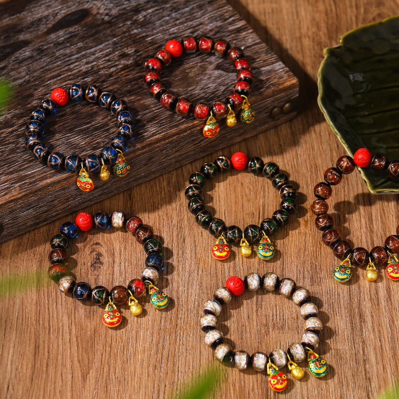 Bracelet en cinabre multicolore de 14 mm pour la richesse et les bénédictions