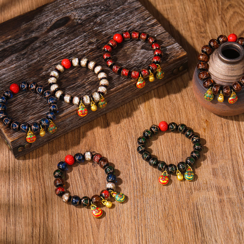 Bracelet en cinabre multicolore de 14 mm pour la richesse et les bénédictions