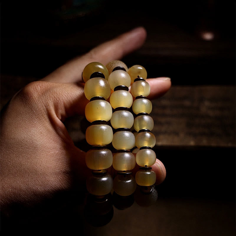 Bracelet unisexe en corne de mouton Om Mani Padme Hum 14 mm