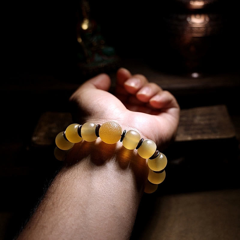 Bracelet unisexe en corne de mouton Om Mani Padme Hum 14 mm