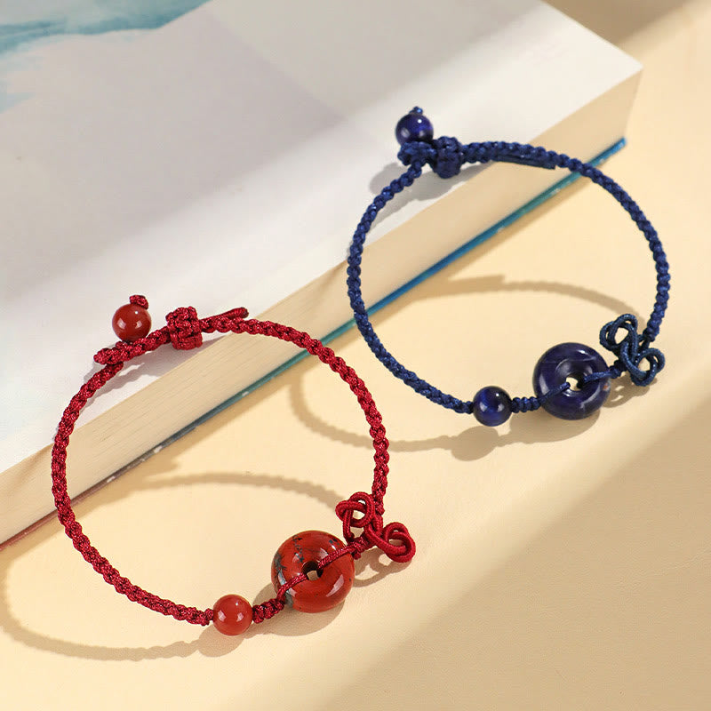 Bracelet porte-bonheur positif en quartz rose de 14 mm avec boucle de paix