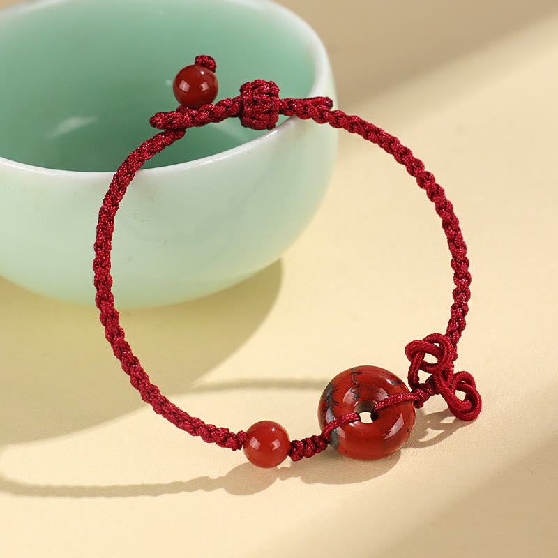Bracelet porte-bonheur positif en quartz rose de 14 mm avec boucle de paix