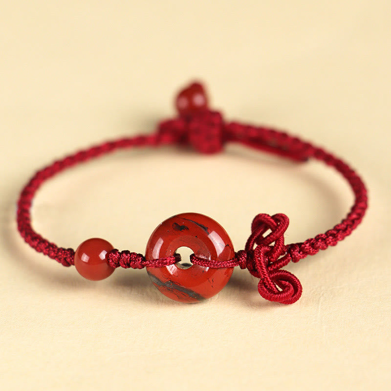 Bracelet porte-bonheur positif en quartz rose de 14 mm avec boucle de paix