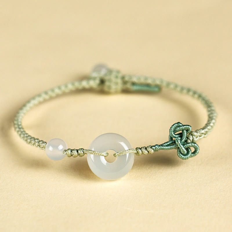 Bracelet porte-bonheur positif en quartz rose de 14 mm avec boucle de paix