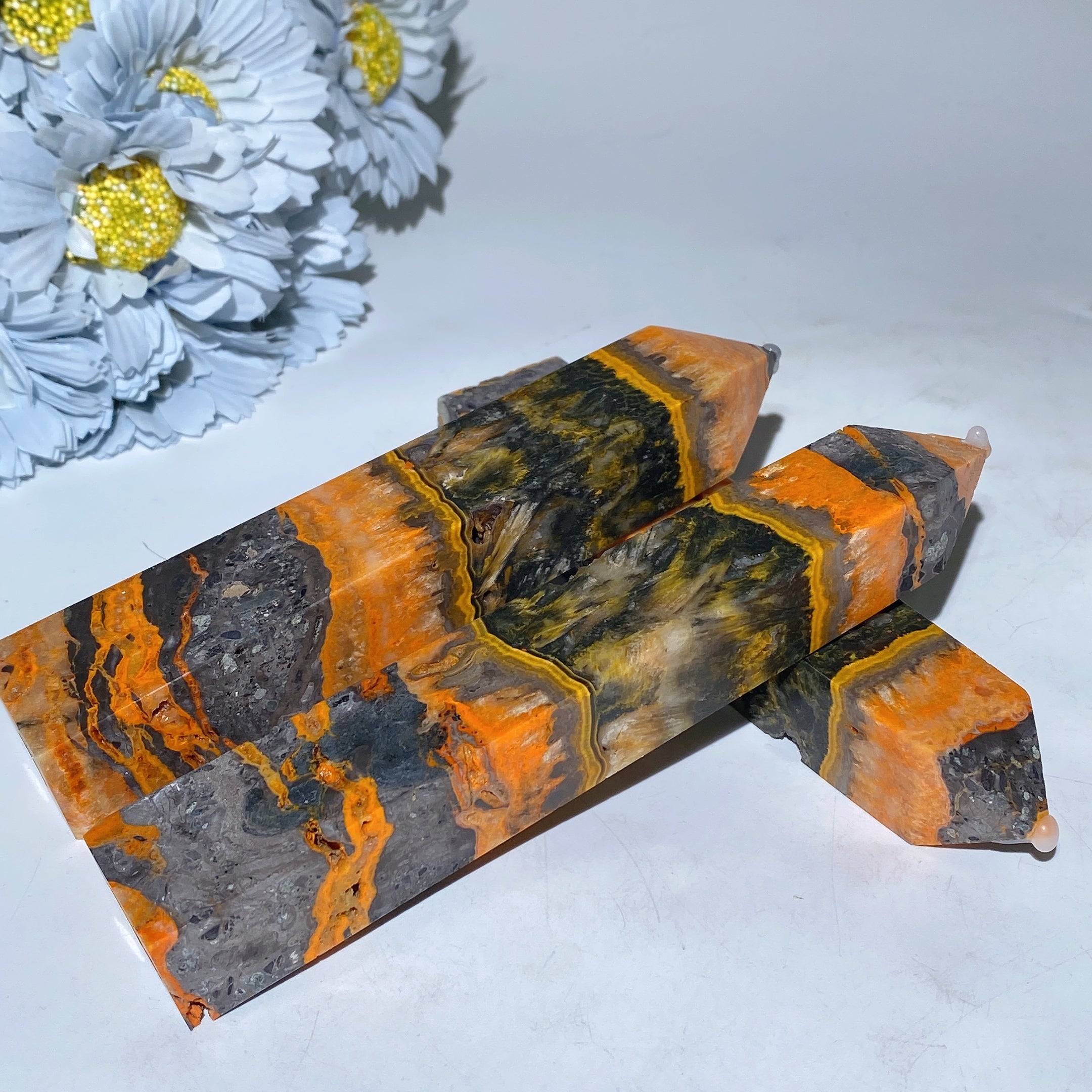 15-18cm Bumblebee Jasper Healing Crystal Tower