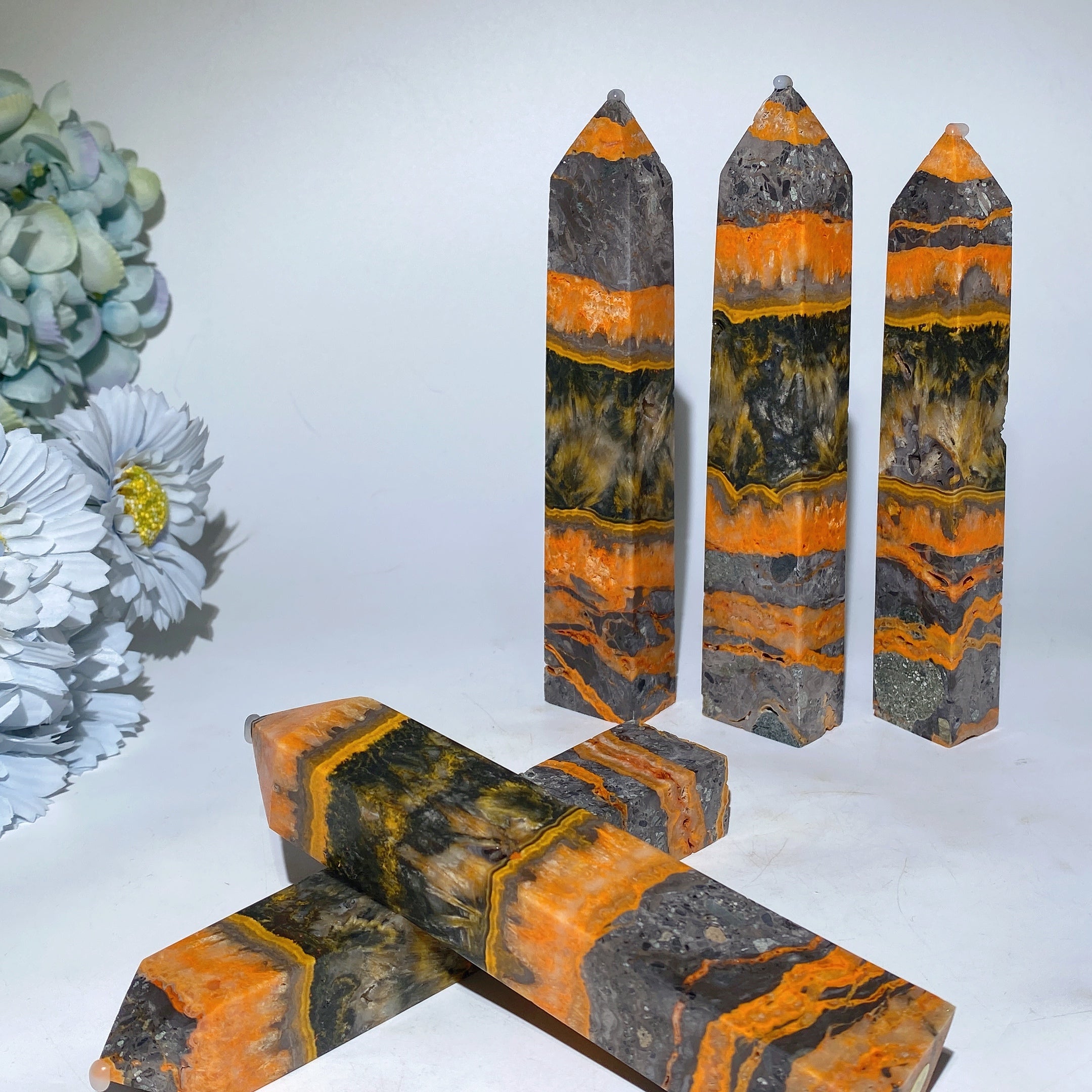 15-18cm Bumblebee Jasper Healing Crystal Tower