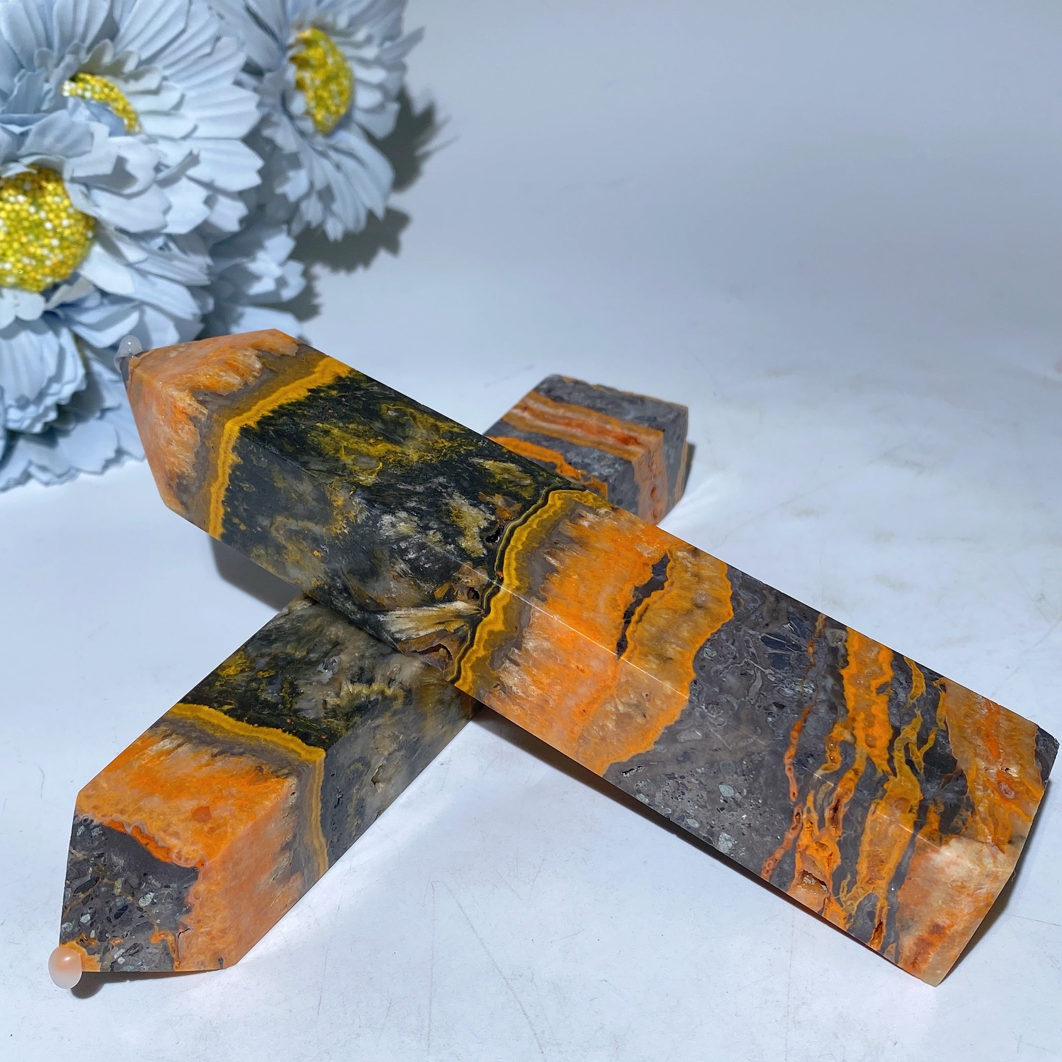 15-18cm Bumblebee Jasper Healing Crystal Tower
