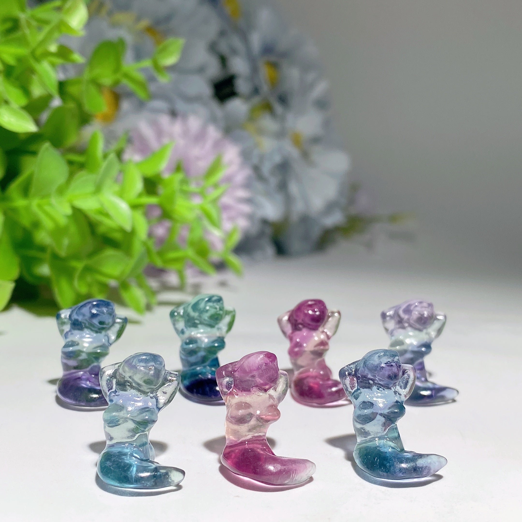 Figurines miniatures en cristal de fluorite de 15 à 20 mm pour la guérison