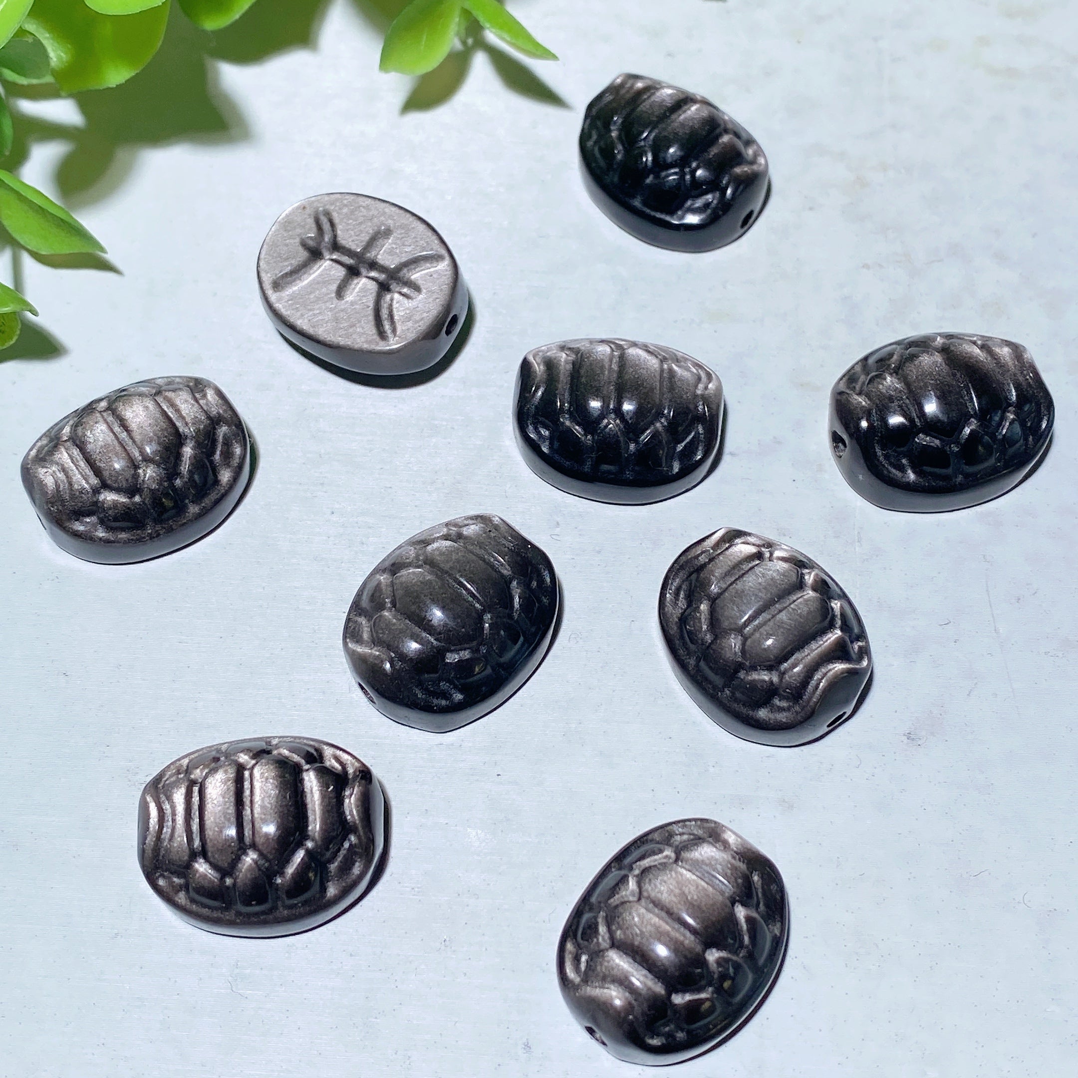 15-20mm Silver Obsidian Drilled Crystal Shapes for Jewelry