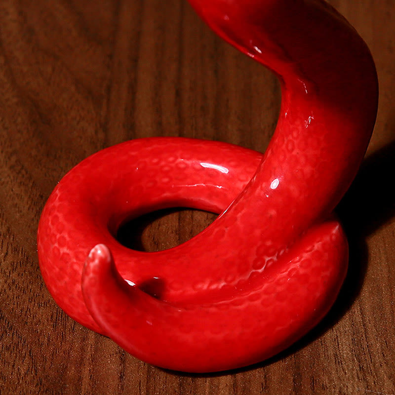 Figurine décorative en céramique de 15,5 cm, Année du Serpent