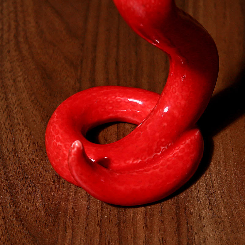 Figurine décorative en céramique de 15,5 cm, Année du Serpent