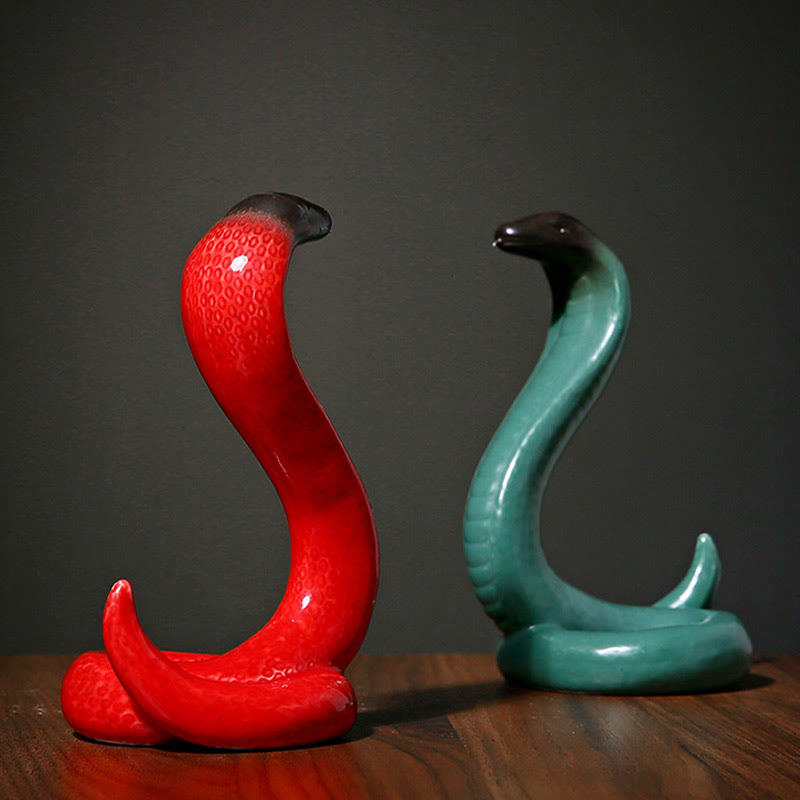 Figurine décorative en céramique de 15,5 cm, Année du Serpent