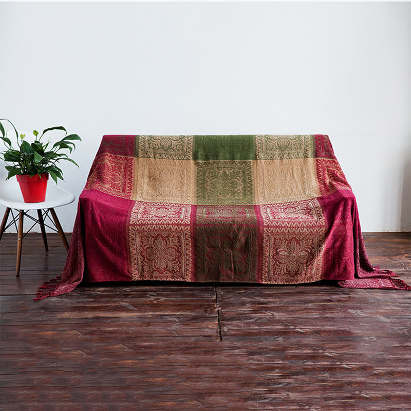 Couverture textile spirituelle tibétaine de 150 cm à fleurs multicolores