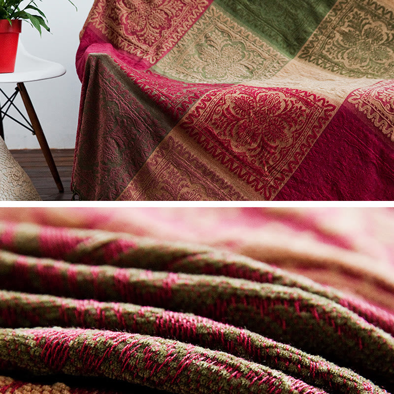 Couverture textile spirituelle tibétaine de 150 cm à fleurs multicolores