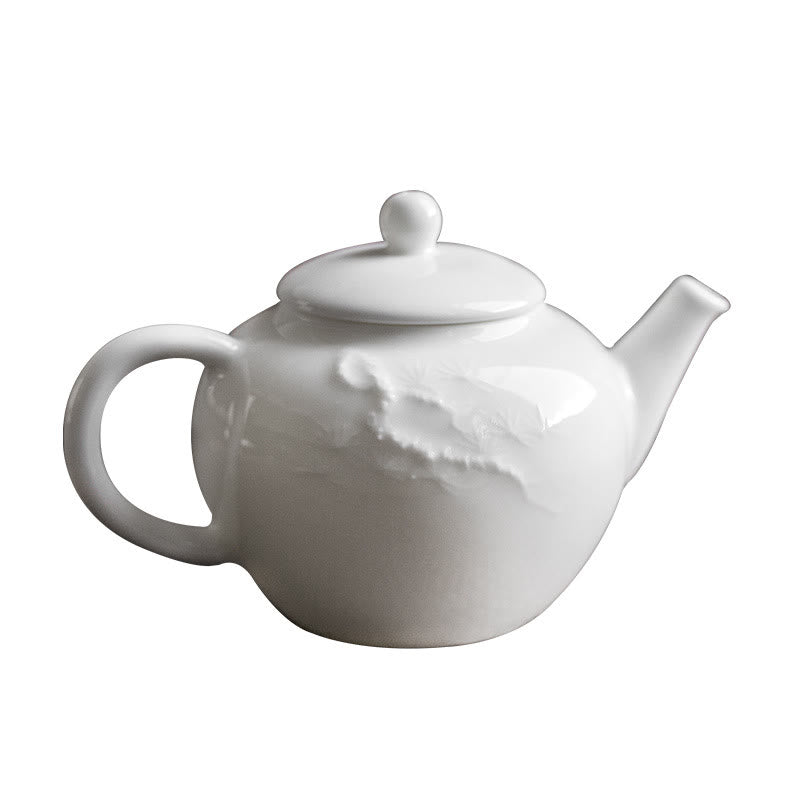 Théière chinoise en céramique de 150 ml avec motif gravé en bambou et pin prunier