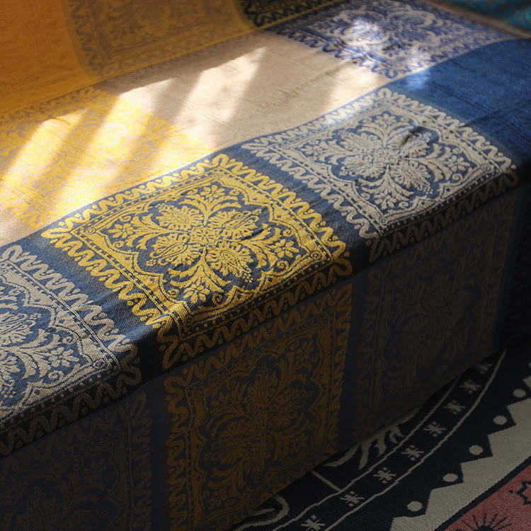 Couverture tibétaine 150 x 190 cm, motif floral coloré, jeté douillet