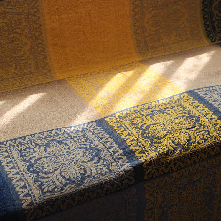 Couverture tibétaine 150 x 190 cm, motif floral coloré, jeté douillet