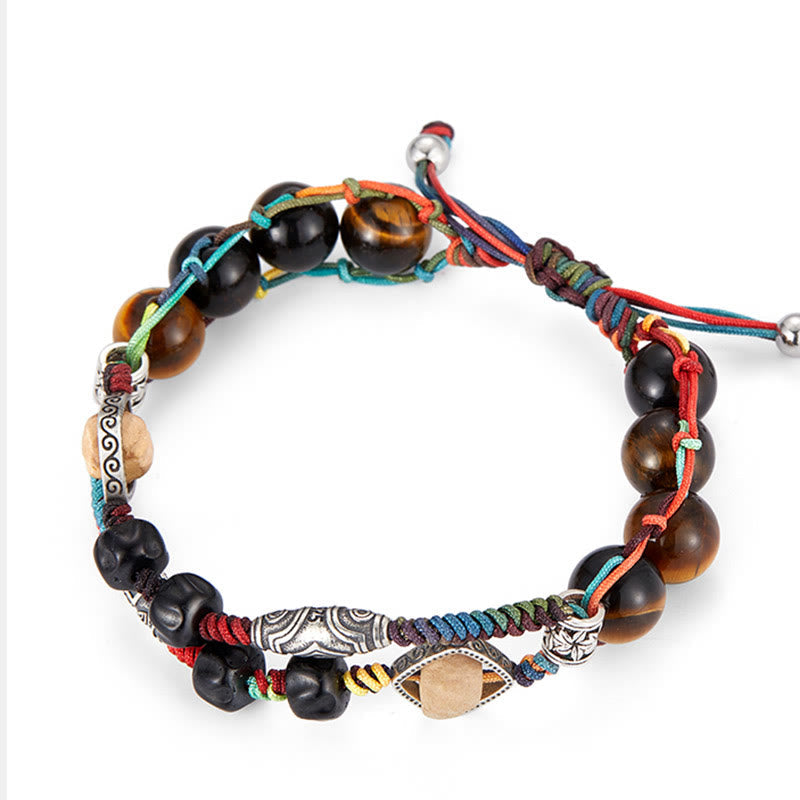 Bracelet courage en argent sterling œil de tigre fait main Bodhi Seed