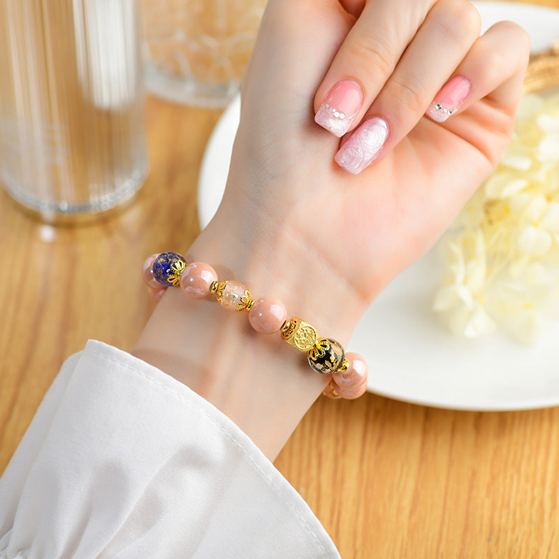 Incense Ash Liuli Glass 14-16cm Nine Tailed Fox Spiritual Bracelet