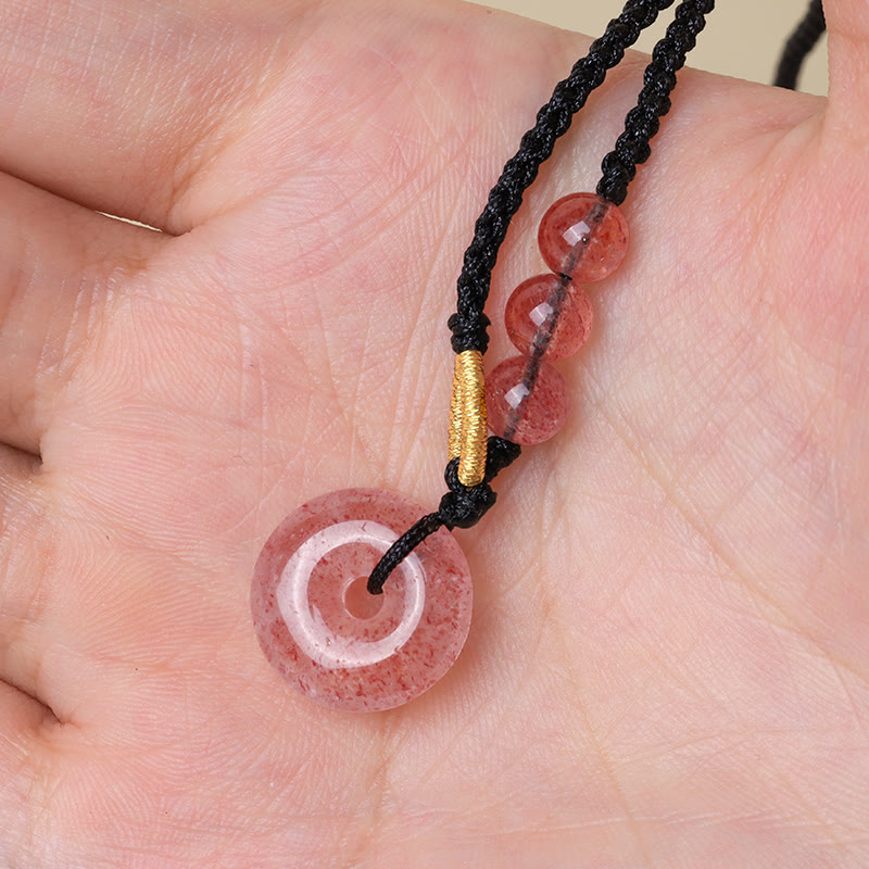 Strawberry Quartz Peace Buckle Healing Necklace 45cm