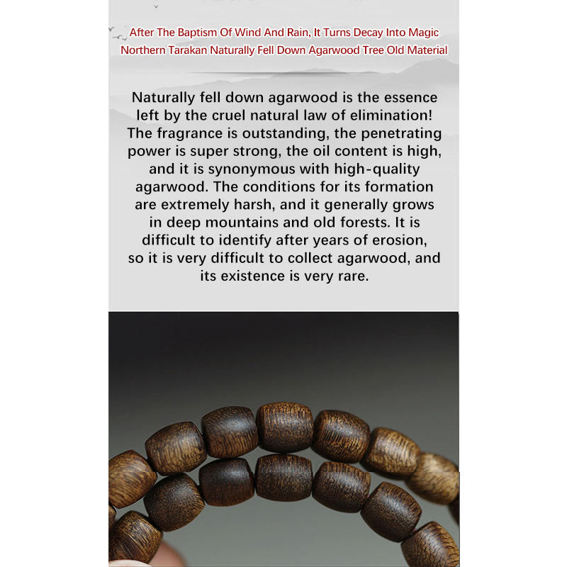Bracelet spirituel double tour en bois d'agar et or 999 de 15 cm