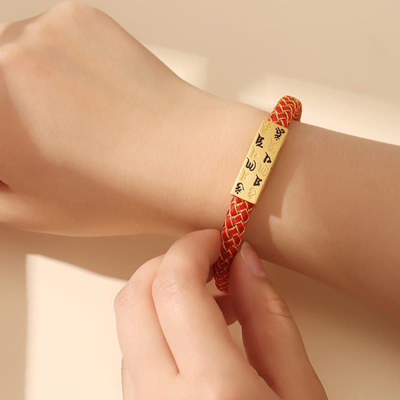 Bracelet en corde bleu Om Mani Padme Hum de 15 cm pour la protection et la chance