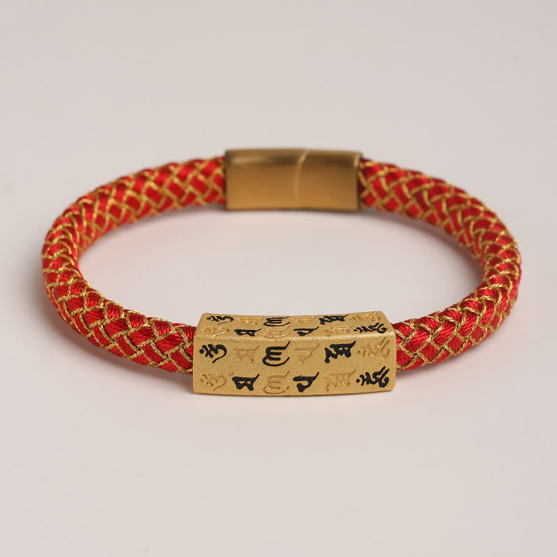 Bracelet en corde bleu Om Mani Padme Hum de 15 cm pour la protection et la chance