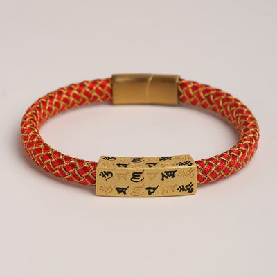 Bracelet en corde bleu Om Mani Padme Hum de 15 cm pour la protection et la chance