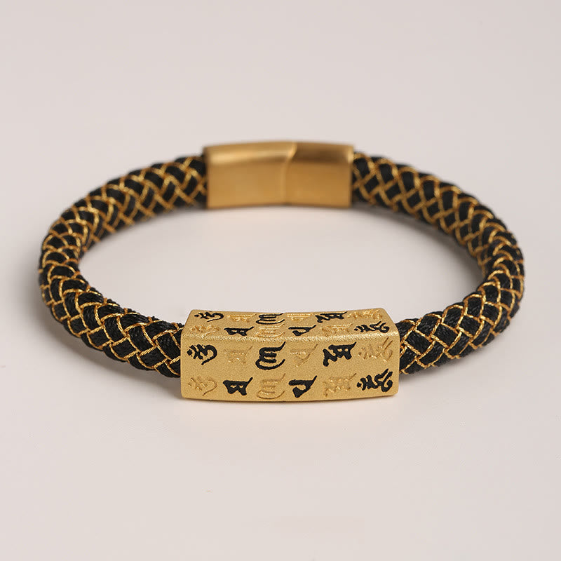 Bracelet en corde bleu Om Mani Padme Hum de 15 cm pour la protection et la chance