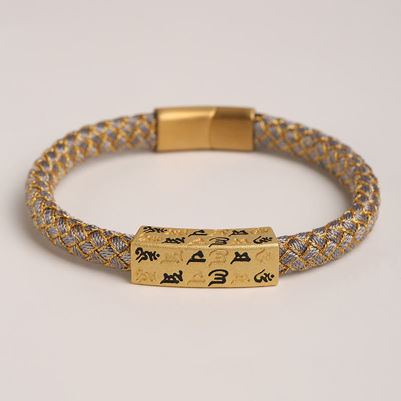 Bracelet en corde bleu Om Mani Padme Hum de 15 cm pour la protection et la chance