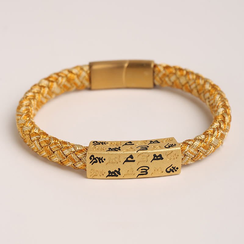Bracelet en corde bleu Om Mani Padme Hum de 15 cm pour la protection et la chance